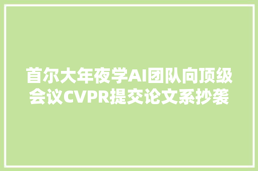 首尔大年夜学AI团队向顶级会议CVPR提交论文系抄袭韩网平易近丢人丢到国际上