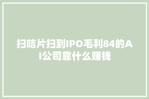 扫咭片扫到IPO毛利84的AI公司靠什么赚钱