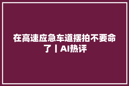 在高速应急车道摆拍不要命了丨AI热评