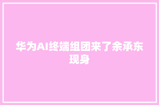 华为AI终端组团来了余承东现身
