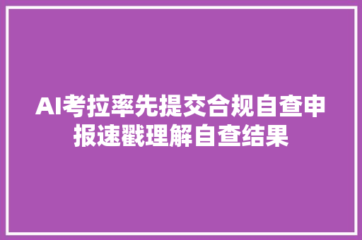 AI考拉率先提交合规自查申报速戳理解自查结果