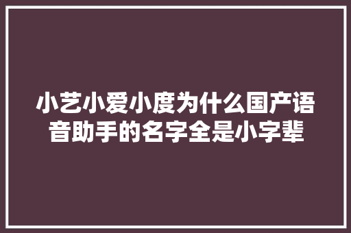 小艺小爱小度为什么国产语音助手的名字全是小字辈