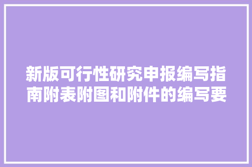 新版可行性研究申报编写指南附表附图和附件的编写要点与示例
