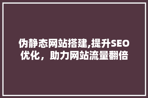 伪静态网站搭建,提升SEO优化，助力网站流量翻倍
