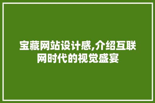 宝藏网站设计感,介绍互联网时代的视觉盛宴