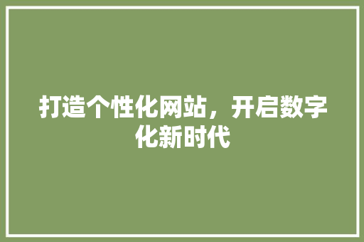 打造个性化网站，开启数字化新时代