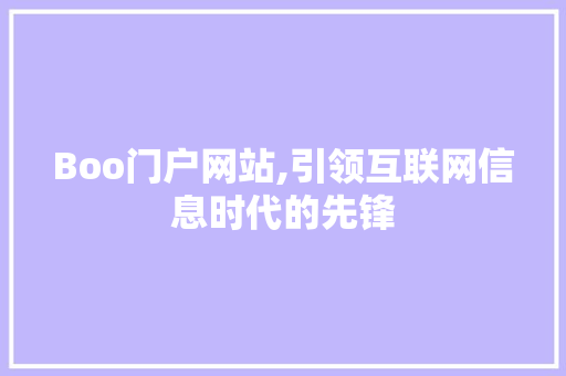 Boo门户网站,引领互联网信息时代的先锋