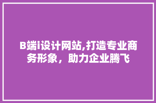 B端i设计网站,打造专业商务形象，助力企业腾飞