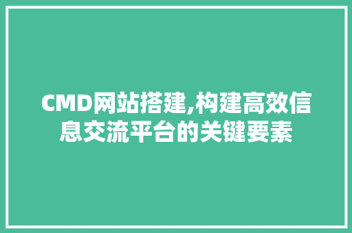 CMD网站搭建,构建高效信息交流平台的关键要素