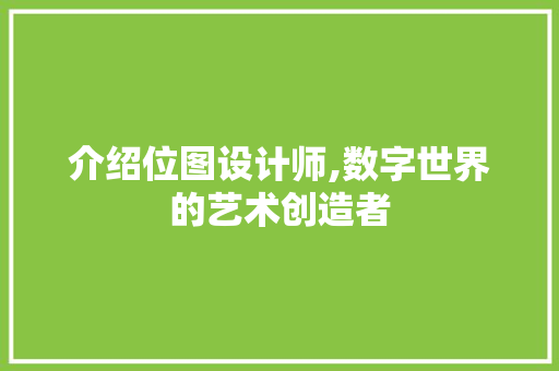 介绍位图设计师,数字世界的艺术创造者
