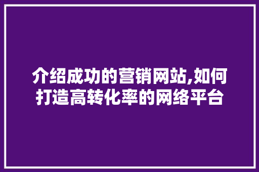 介绍成功的营销网站,如何打造高转化率的网络平台