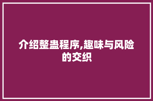 介绍整蛊程序,趣味与风险的交织
