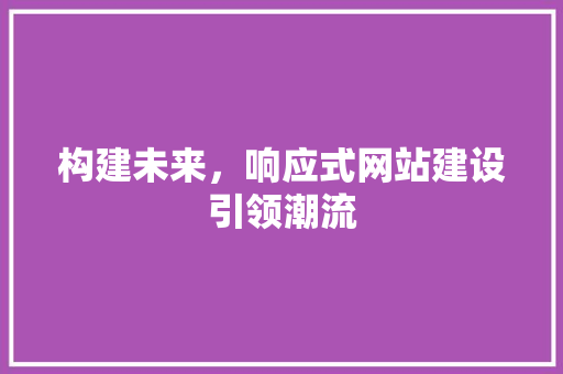 构建未来，响应式网站建设引领潮流