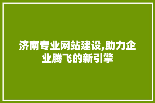 济南专业网站建设,助力企业腾飞的新引擎