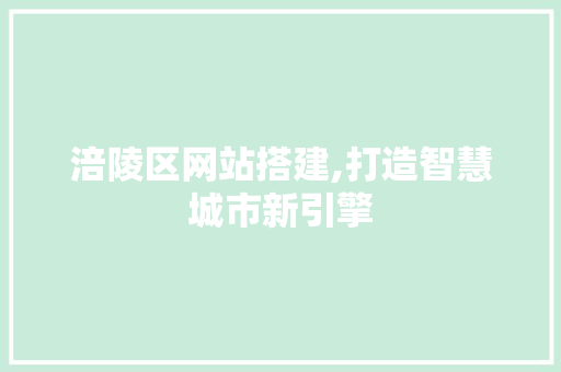 涪陵区网站搭建,打造智慧城市新引擎