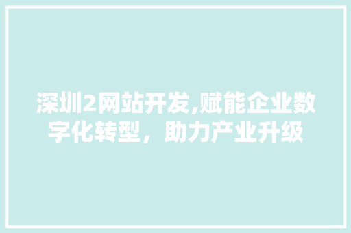 深圳2网站开发,赋能企业数字化转型，助力产业升级