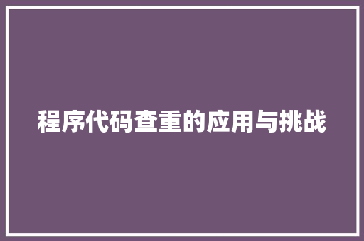 程序代码查重的应用与挑战