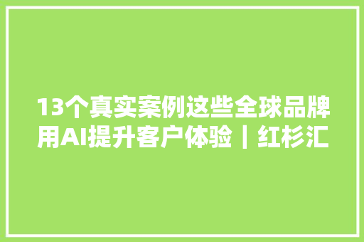13个真实案例这些全球品牌用AI提升客户体验｜红杉汇内参