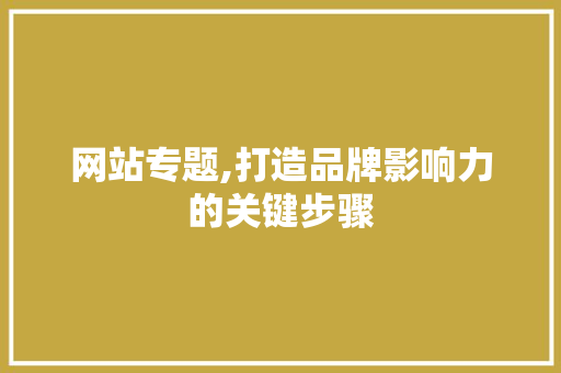 网站专题,打造品牌影响力的关键步骤