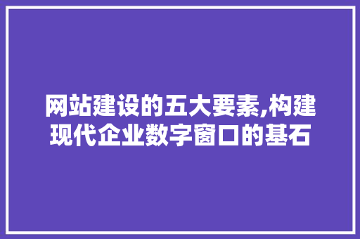 网站建设的五大要素,构建现代企业数字窗口的基石