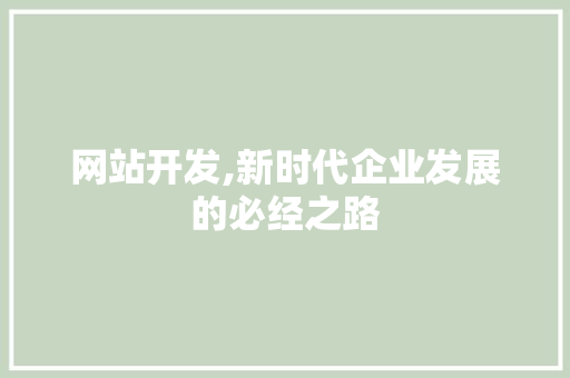 网站开发,新时代企业发展的必经之路