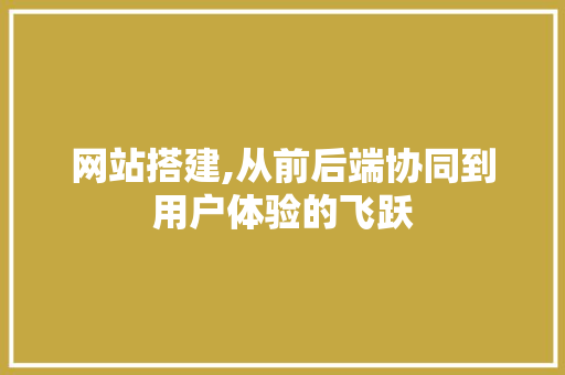 网站搭建,从前后端协同到用户体验的飞跃