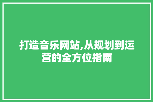 打造音乐网站,从规划到运营的全方位指南