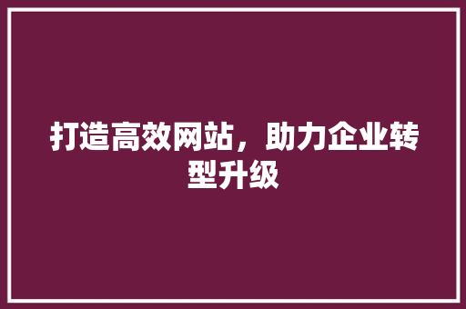 打造高效网站，助力企业转型升级