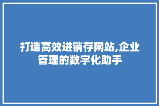 打造高效进销存网站,企业管理的数字化助手