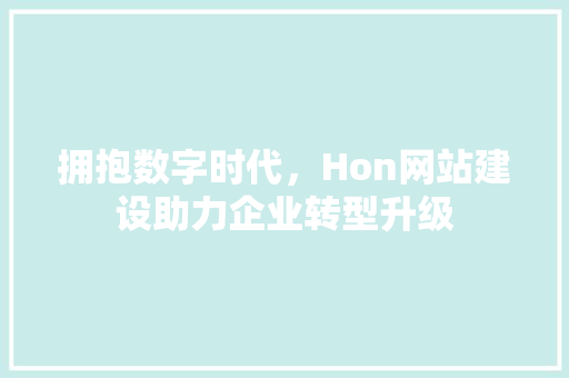 拥抱数字时代，Hon网站建设助力企业转型升级