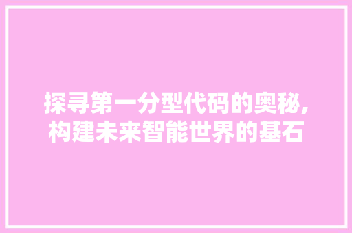 探寻第一分型代码的奥秘,构建未来智能世界的基石