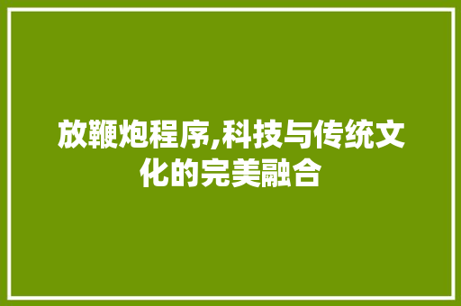 放鞭炮程序,科技与传统文化的完美融合