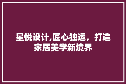 星悦设计,匠心独运，打造家居美学新境界