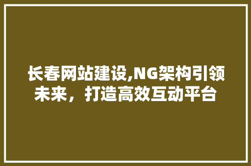 长春网站建设,NG架构引领未来，打造高效互动平台