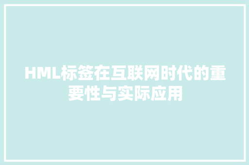 HML标签在互联网时代的重要性与实际应用
