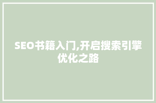 SEO书籍入门,开启搜索引擎优化之路