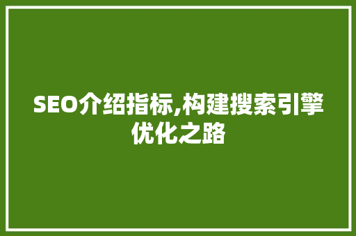 SEO介绍指标,构建搜索引擎优化之路