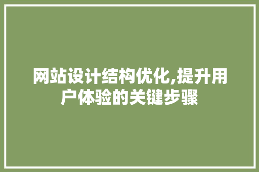 网站设计结构优化,提升用户体验的关键步骤