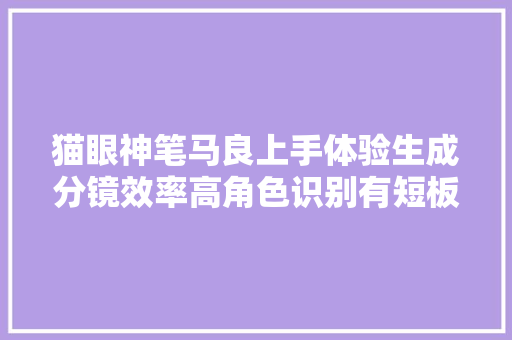 猫眼神笔马良上手体验生成分镜效率高角色识别有短板