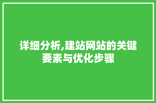 详细分析,建站网站的关键要素与优化步骤