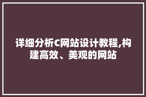详细分析C网站设计教程,构建高效、美观的网站