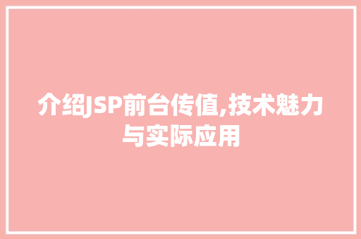 介绍JSP前台传值,技术魅力与实际应用