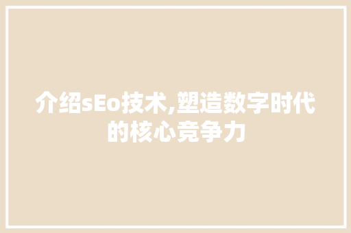 介绍sEo技术,塑造数字时代的核心竞争力