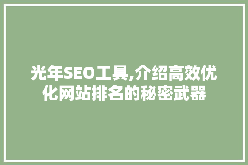 光年SEO工具,介绍高效优化网站排名的秘密武器