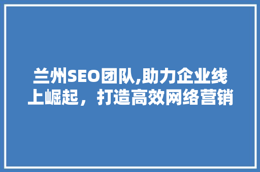 兰州SEO团队,助力企业线上崛起，打造高效网络营销步骤