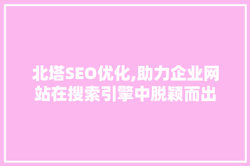 北塔SEO优化,助力企业网站在搜索引擎中脱颖而出