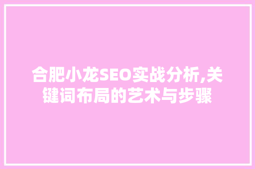 合肥小龙SEO实战分析,关键词布局的艺术与步骤