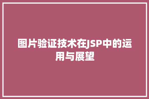 图片验证技术在JSP中的运用与展望