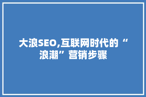 大浪SEO,互联网时代的“浪潮”营销步骤