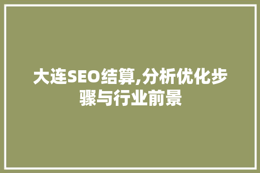 大连SEO结算,分析优化步骤与行业前景